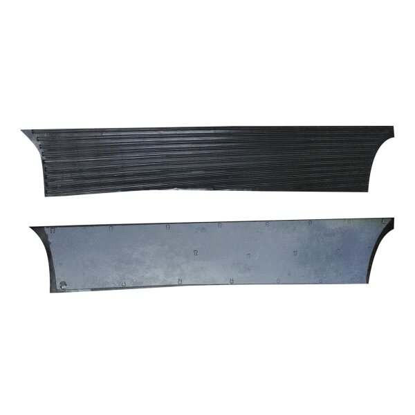 Running board covers. With steel backer and bend-over tabs. These dense black rubber covers are molded in single cavity, solid-steel dies from the finest grade rubber to ensure a superb reproduction. Not a cheap imitation. Pair. R&L. NOTE: $13 special shi