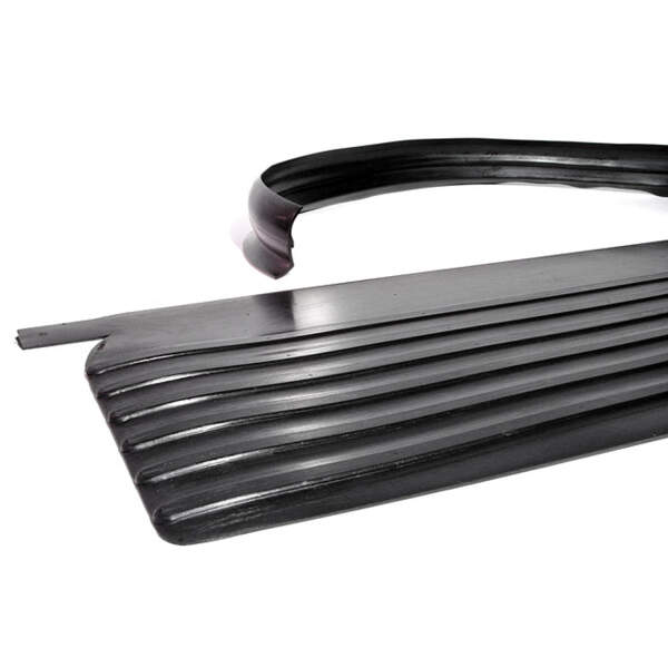 Running board covers (includes apron). Fits all 37-38 6-cylinder models (Body Style F ~ 117 in. w.b.). Each cover is formed as a single piece using high compression molds and the finest quality rubber. Apron made separately. Pair. R&L. NOTE: $15 special