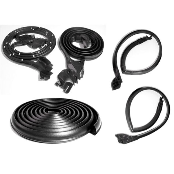 Basic kit. 73-77 Monte Carlo 2-door hardtop.  Door (LM 16-C), roof-rail (RR 5019-G) and trunk (TK 46-E/16) seals. 5-piece set.