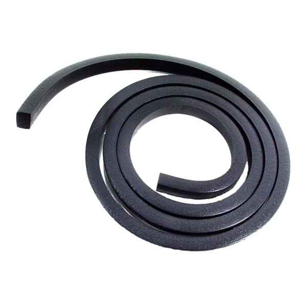 Cowl Vent Seal.  47" long piece of black, skin-covered sponge.  End is 3/8" wide X 5/16" high.  Each