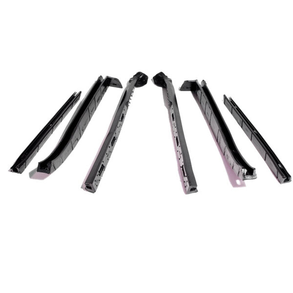 Convertible Top Rail Kit.  6-Piece set includes all right and left side top rail seals, with molded ends and steel cores.  Does not include header seal (order p/n HD 304).