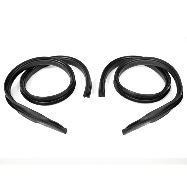 Molded roof-rail seal. Fits 62-63 Dodge/Plymouth B-body 2-door hardtops. Features galvanized steel cores. Replaces OEM#s 2254307 & 2254144. Pair. R&L.