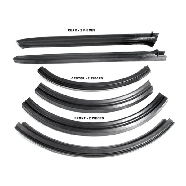 Convertible Roof Rail Seals.  Includes all left and right side components (2-front, 2-center & 2-rear sections).  6-Piece Set
