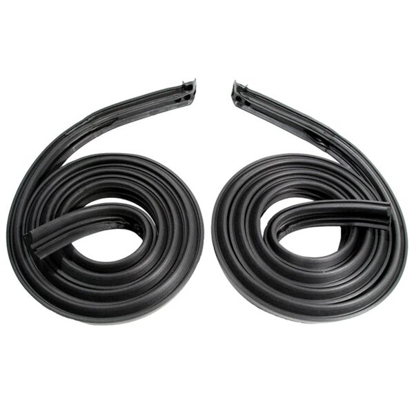 Molded roof-rail seals. 61-62 GM B-body 2-door hardtop. Fits ONLY 62 Bel Air. Made of smooth, black, skin-covered sponge. 82 in. long. Pair. R&L.