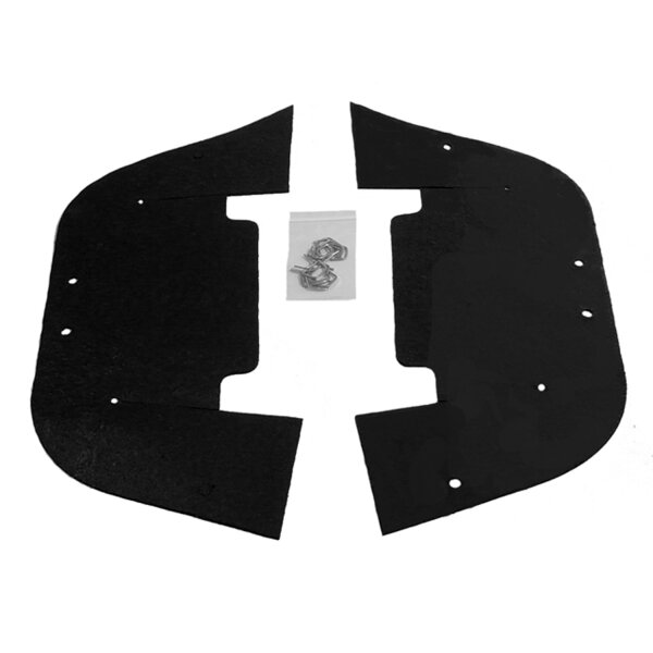 Inner Fender Filler.  Used as dust and mud shield to keep engine compartments clean.  Made from stiff rubber that is identical to original in composition, texture and color.  Pair