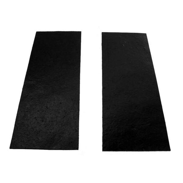Inner Splash Flaps. Made with cloth backing. Used as dust and mud shield to keep engine compartments clean. Made from stiff rubber that is identical to original in composition, texture and color. 12" X 4" Pair