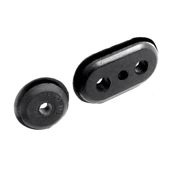 Firewall Grommets, for thermostat, oil, throttle, choke, vacuum and speedometer.  1-1/8" O.D., 1/4 I.D.  2-1/8" long X 1-1/8" wide.  Set