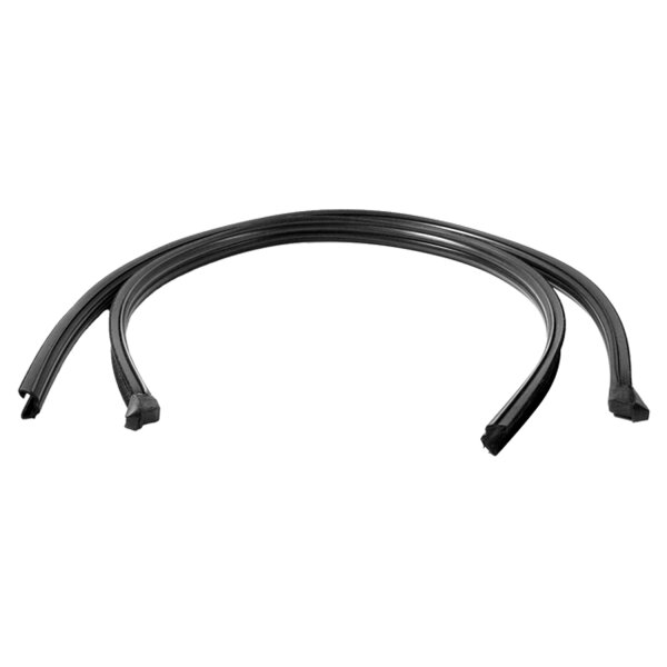 Vertical glass run channel. Fits in division bar channel between front vent window and leading edge of window glass in door. 37 in. long. Pair.