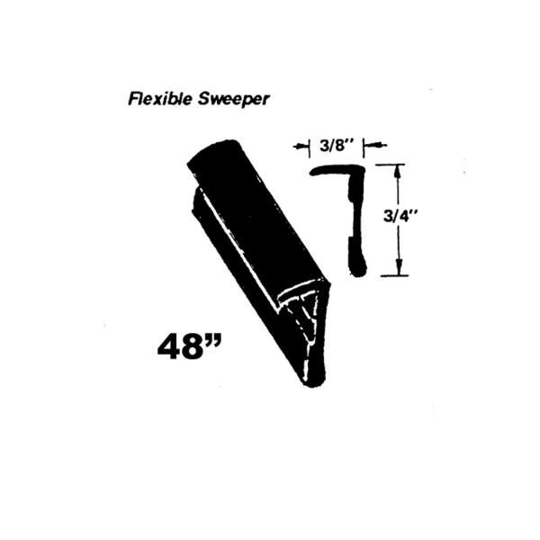 Flexible Sweeper.  Made of rubber.  Seal for outside of side window.  48" Piece.  Each
