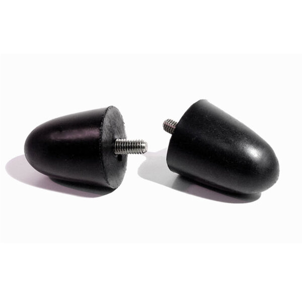 Front suspension Bumpers. Rubber base to crown is 2-3/8 high. Threaded stud is 7/8 in. long.  Pair.