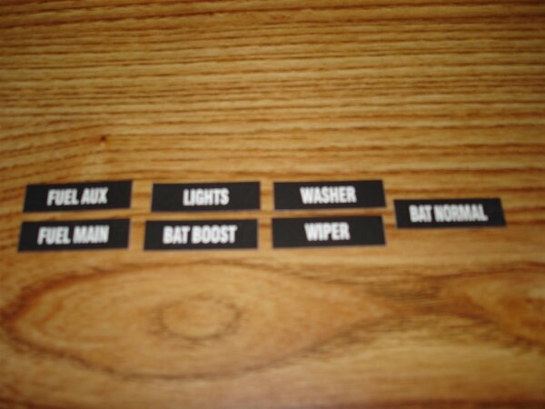 GMC Wohnmobil Dash Labels set mit 7 stk