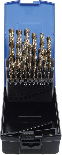 Spiralbohrer-Satz | HSS-G M35 Cobaltstahl | 1 - 13 mm | 25-tlg.