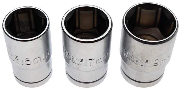 Steckschlüsseleinsatz-Satz | Antrieb 12,5 mm (1/2") | SW 15 - 17 - 19 mm | 3-tlg.