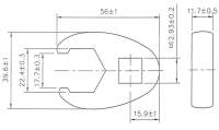 Hahnenfußschlüssel | Antrieb Innenvierkant 12,5 mm (1/2") | SW 22 mm