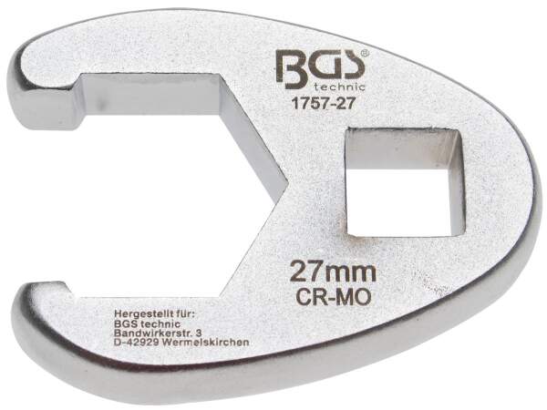 Hahnenfußschlüssel | Antrieb Innenvierkant 12,5 mm (1/2") | SW 27 mm