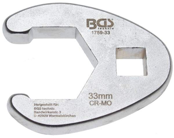 Hahnenfußschlüssel | Antrieb Innenvierkant 12,5 mm (1/2") | SW 33 mm