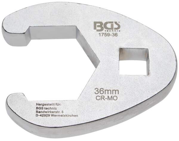 Hahnenfußschlüssel | Antrieb Innenvierkant 12,5 mm (1/2") | SW 36 mm