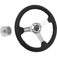 Lenkrad Leder schwarz, 3  Speichen, Aluminium...