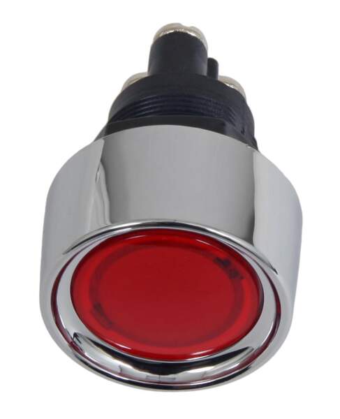 Starter knopf Schalter Button ROT Rahmen Chrom Universal