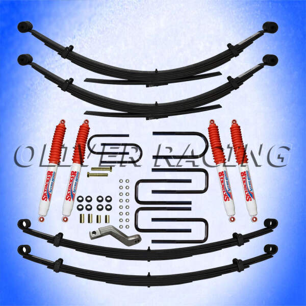 Höherlegung Blattfeder VA und HA mit Stoßdämpfern Chevrolet K20 K30 4" 102 mm VA und HA Blattfedernsatz Fahrwerk