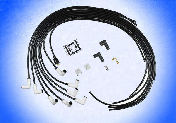 ZÜNDKABEL HITZEFEST KERAMIK ACCEL 90° Set V8 8mm schwarz weiß Universal Tuning