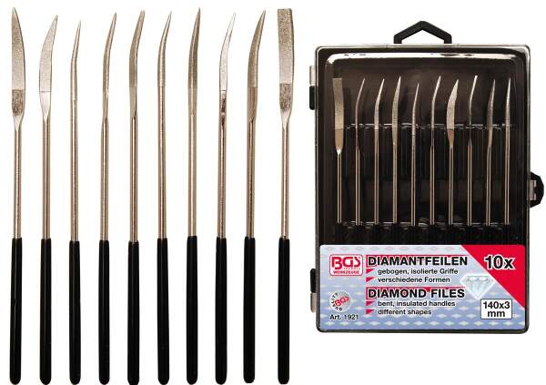 Diamant-Lochfeilen-Satz | gebogen | 140 x 3 mm | 10-tlg.