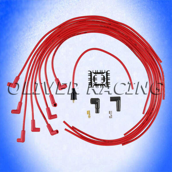Zündkabel rot 8 mm Durchmesser Universal Spiralkern V8 90° Stecker Silikon