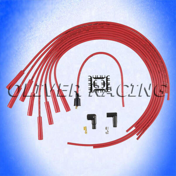 Zündkabel ROT 8 mm Durchmesser Universal Spiralkern V8 gerade Stecker Silikon