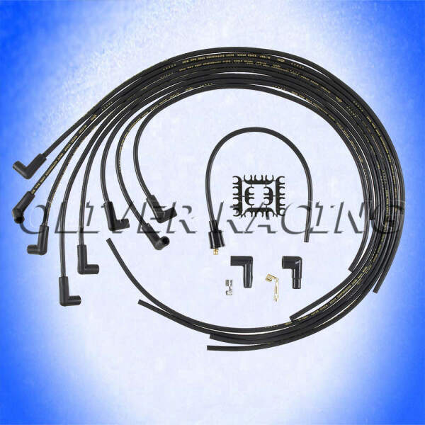 Zündkabel schwarz 8 mm Durchmesser Universal Spiralkern V8 90° Stecker Silikon