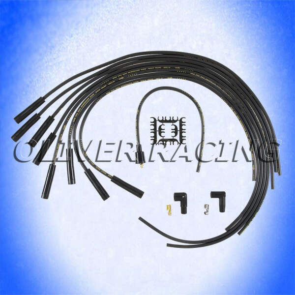 Zündkabel SCHWARZ 8mm Durchmesser Universal Spiralkern V8 gerade Stecker Silikon