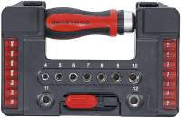 Bit-/Steckschlüssel-Einsatz-Satz | mit Ratschen-Drehgriff für Bits, umschaltbar | 38-tlg.