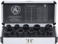 Spiral-Profil-Steckschlüssel-Satz / Schraubenausdreher | Antrieb Innensechskant 10 mm (3/8") / Außensechskant | SW 9 - 19 mm | 10-tlg.