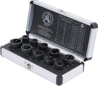 Spiral-Profil-Steckschlüssel-Satz / Schraubenausdreher | Antrieb Innensechskant 10 mm (3/8") / Außensechskant | SW 9 - 19 mm | 10-tlg.