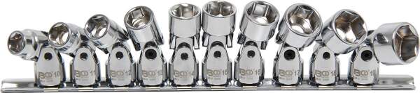 Kardangelenk-Einsatz-Satz Sechskant | Antrieb Innenvierkant 10 mm (3/8") | SW 10 - 19 mm | 10-tlg.