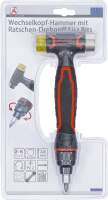 Wechselkopf-Hammer | mit Ratschen-Drehgriff für Bits, umschaltbar | 3-in-1
