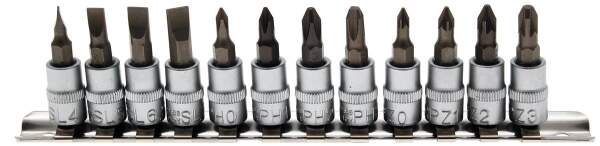 Bit-Einsatz-Satz | Antrieb Innenvierkant 6,3 mm (1/4") | Schlitz, Kreuzschlitz PH, Kreuzschlitz PZ | 12-tlg.