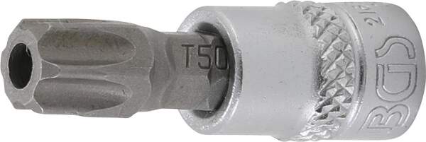 Bit-Einsatz | Antrieb Innenvierkant 6,3 mm (1/4") | T-Profil (für Torx) mit Bohrung T50