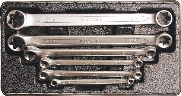 Doppel-Ringschlüssel-Satz mit E-Profil-Ringköpfen | SW E6 x E8 - E20 x E24 | 6-tlg.