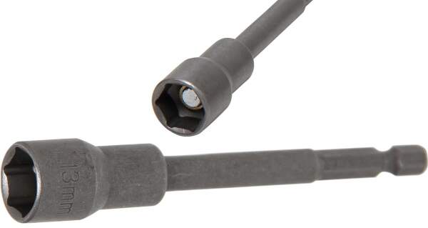 Steckschlüssel-Einsatz Sechskant, extra lang | für Bohrmaschinen | Antrieb Außensechskant 6,3 mm (1/4") | SW 13 mm