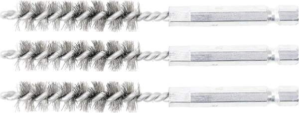 Stahlbürste | 11 mm | Antrieb Außensechskant 6,3 mm (1/4") | 3-tlg.