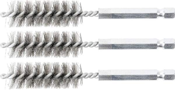 Stahlbürste | 15 mm | Antrieb Außensechskant 6,3 mm (1/4") | 3-tlg.