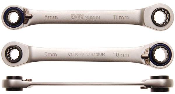 Ratschen-Ringschlüssel "4 in 1" | SW 8x9, 10x11 mm