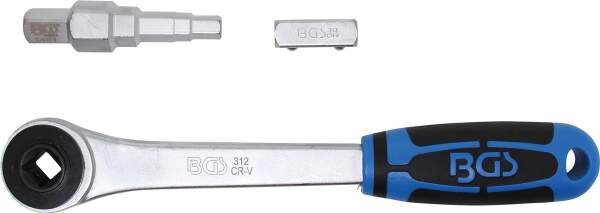 Durchsteckknarre mit Adapter und Stufenschlüssel | Abtrieb Innenvierkant 12,5 mm (1/2")