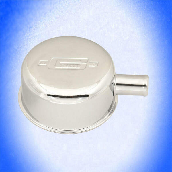 Entlüfter Ventildeckel CHROM rund mit 90° Anschluss Chevy Small Block Mr Gasket
