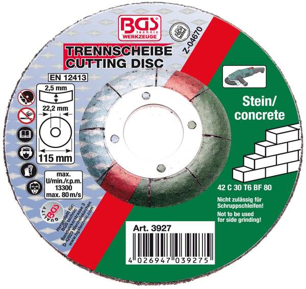 Trennscheibe für Stein | Ø 115 x 2,5 x 22,2 mm | Type 42