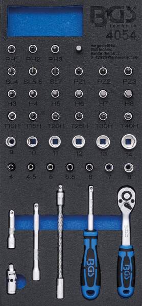 Werkstattwageneinlage 1/3: Steckschlüssel-Satz | 6,3 mm (1/4") | 41-tlg.
