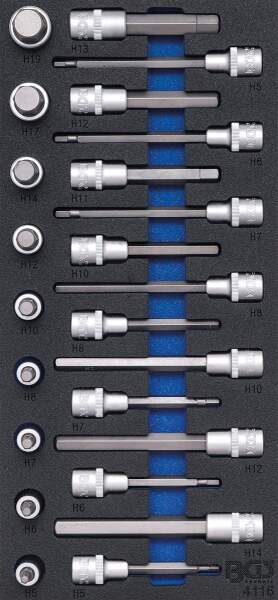 Werkstattwageneinlage 1/3: Bit-Einsatz-Satz | Antrieb Innenvierkant 12,5 mm (1/2") | Innensechskant | 24-tlg.