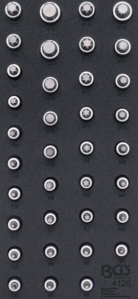 Werkstattwageneinlage 1/3: Bit-Einsatz-Satz | Antrieb Innenvierkant 12,5 mm (1/2") | Innensechskant, T-Profil (für Torx), Innenvielzahn (für XZN), Keil-Profil (für RIBE) | 36-tlg.