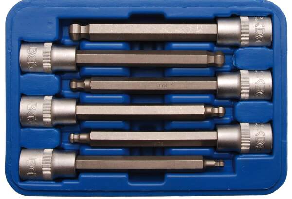 Bit-Einsatz-Satz | Antrieb Innenvierkant 12,5 mm (1/2") | Innensechskant mit Kugelkopf 5 - 12 mm | 6-tlg.