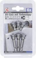 Bit-Satz mit Tiefenstopp | für Gipskartonplatten | Antrieb Außensechskant 6,3 mm (1/4") | Kreuzschlitz PH2 | 6-tlg.